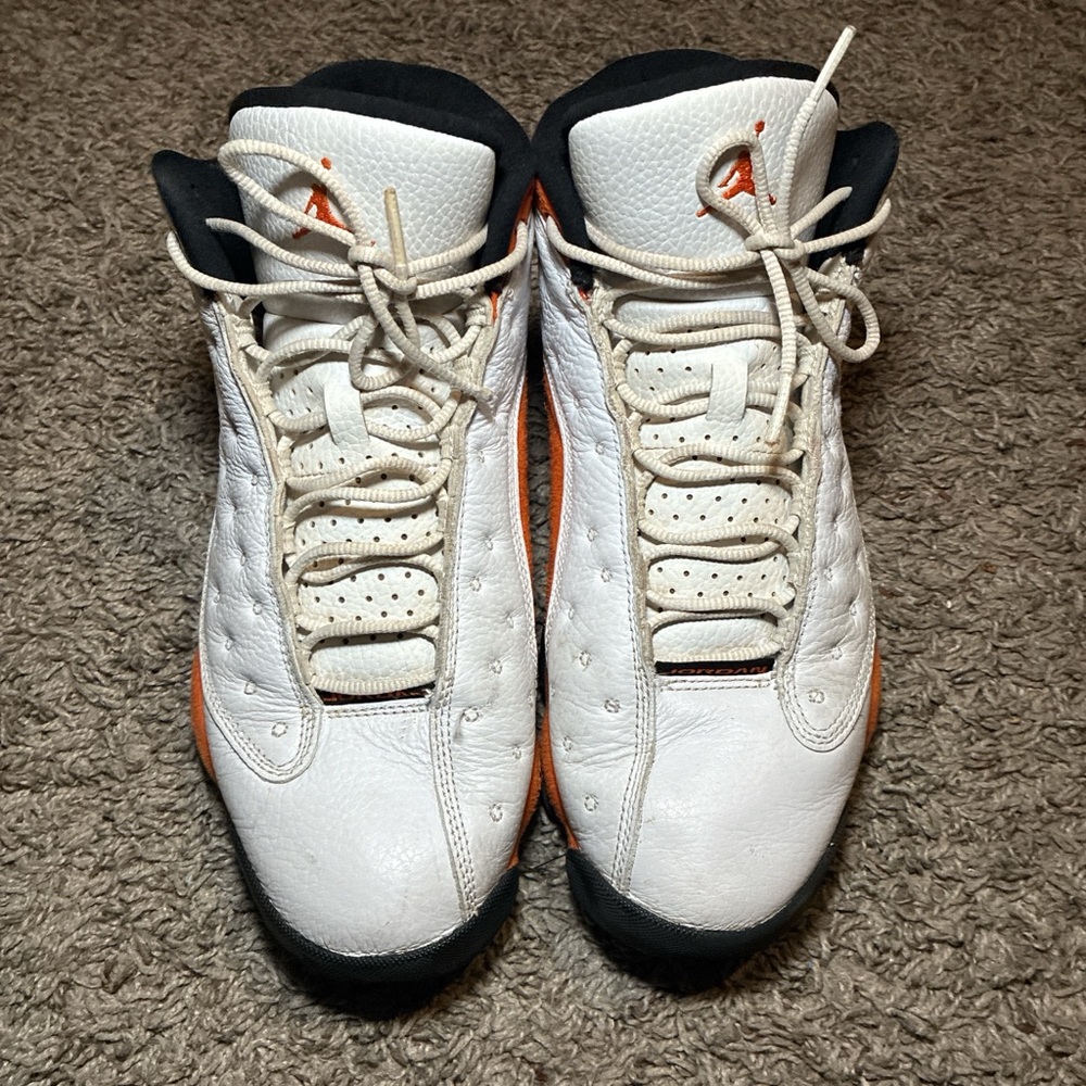 Jordan Men's White and Orange High-Top Sneakers - Picture 2 of 4